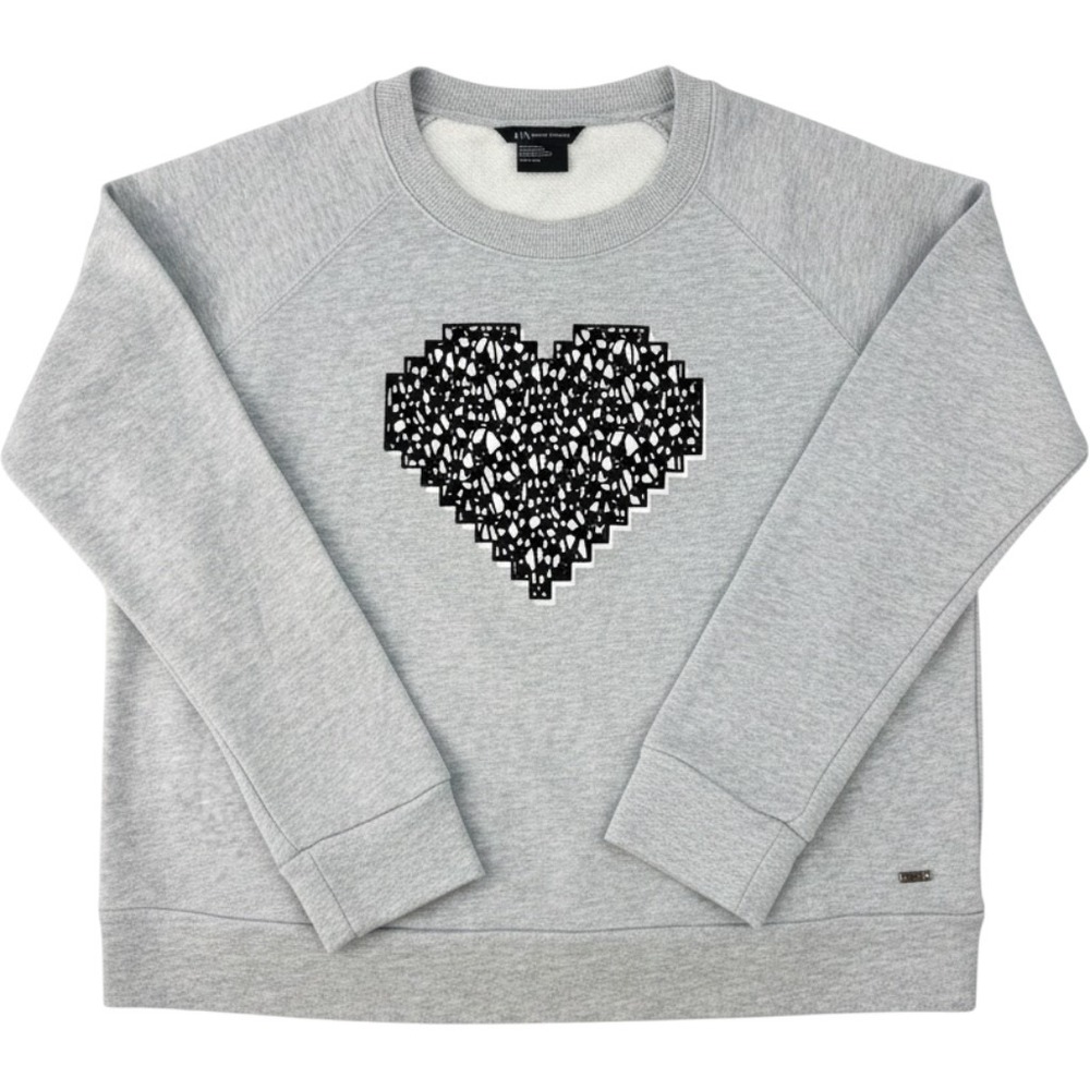 Armani Exchange Grey Stitched Heart Raglan Sweatshirt Womens XLarge